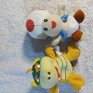 Vintage 1997 B, D, and A Nintendo Super Mario 64 Toad & Bowser Beanbag Plush Dol